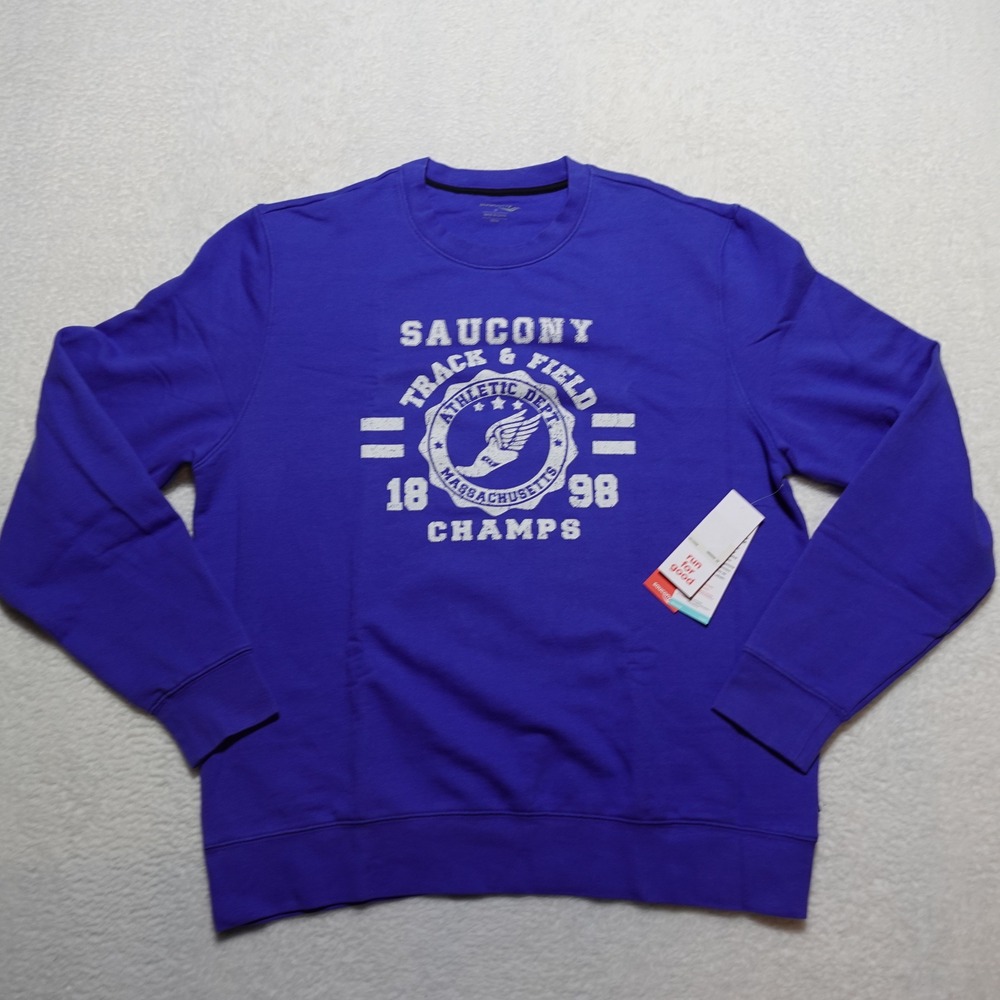 Saucony Rested Crew Sweatshirt Men's Medium Blue Track Field SAM800293-BR